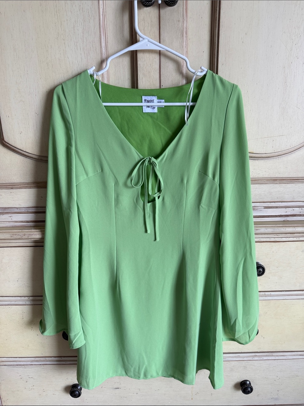 Princess Polly Lime Green Tie-Front V-Neck Blouse